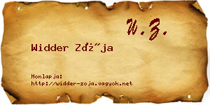Widder Zója névjegykártya